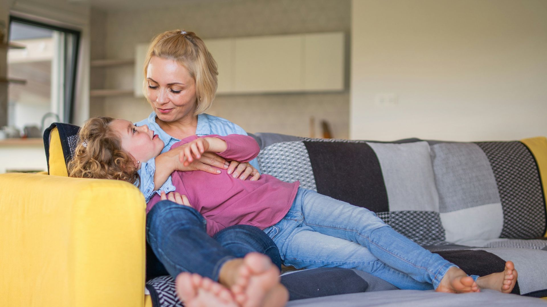 A mother talks to her child in Ontario.